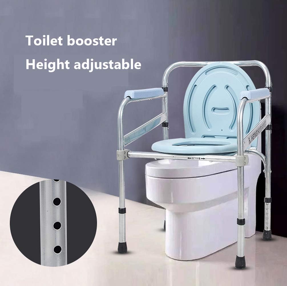 RXBFD Portable Medical Bedside Commode Toilet Chair with Arms, Height Adjustable Folding Shower Chair, for Adult Handicap, Elderly,Pregnant Women
