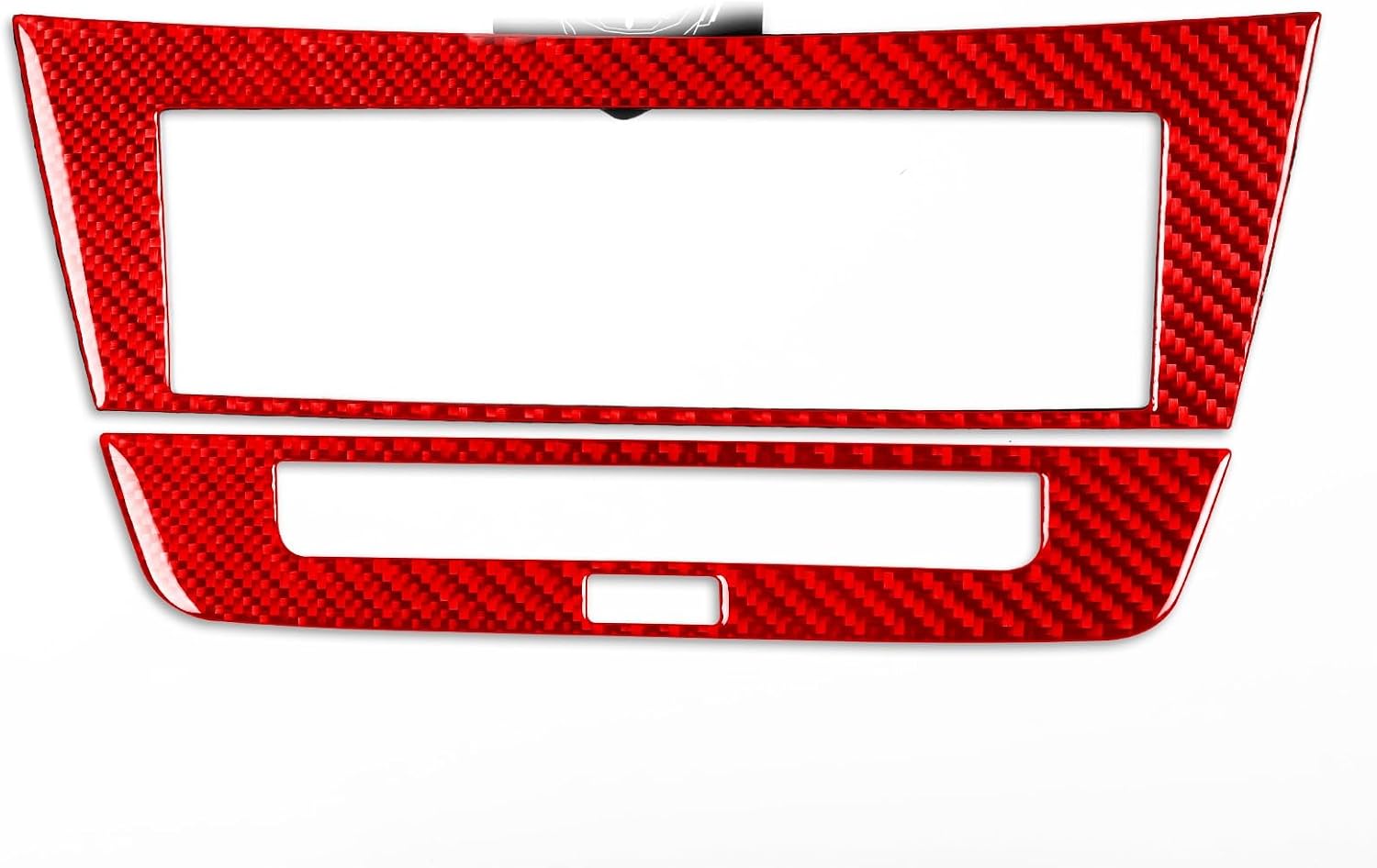 Carbon Fiber PC Vinyl Cover Trim Sticker Accessories Decoration Compatible with Mercedes-Benz C-Class W204 Sedan from 2012 to 2014 (Dashboard Media Control Panel 09, Red)
