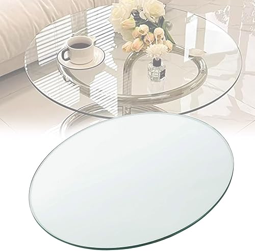WORDFUN Mesa de vidrio templado, tablero redondo de vidrio templado de 14 a 40 pulgadas, duradero, resistente a los impactos, para mesa de comedor,