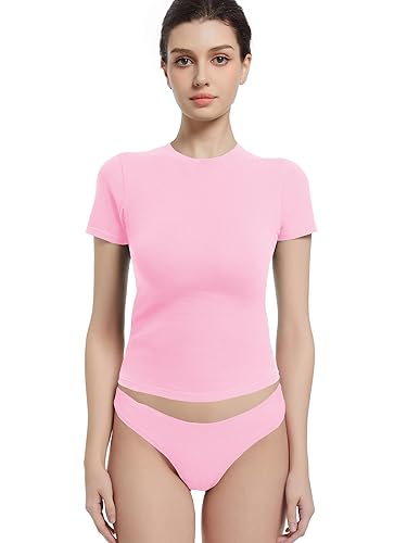 Crewneck Short Sleeve T Shirts for Women Fitted Basic TeesY2k