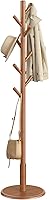 Vista 11 de VASAGLE Perchero de madera maciza, perchero de pie independiente con 8 ganchos, 3 opciones de altura, para abrigos, sombreros, bolsos, carteras
