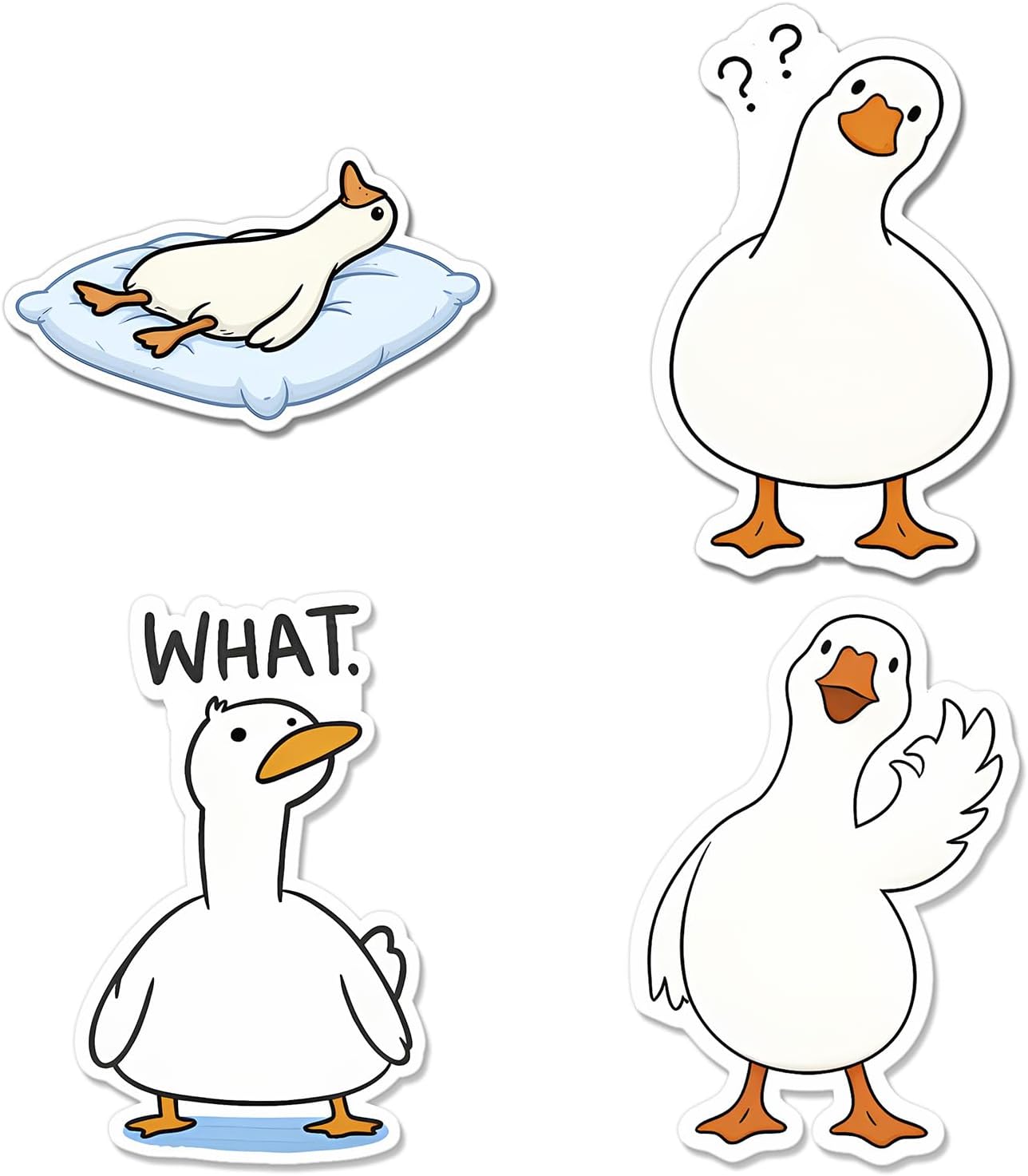 (4Pcs) Funny Goose Sticker – Silly Goose Stickers Waterproof UV DTF Vinyl for Water Bottles, Laptop & Car, Cute Goose Sticker Meme Decals, Goose Stickers, Chaotic Goose Humor Stickers