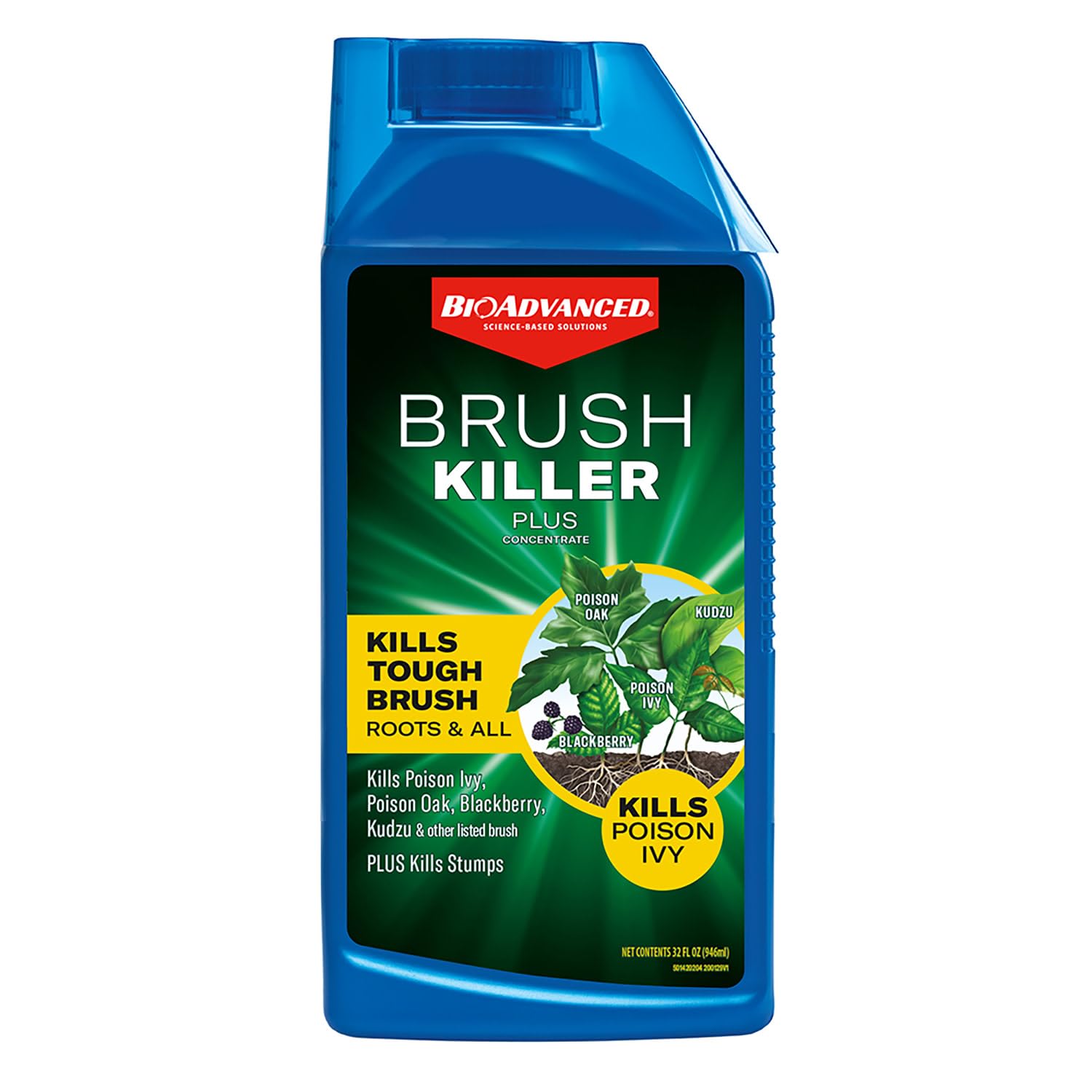 BioAdvanced Brush Killer Plus, Concentrate Weed Killer, 32 oz â€“ Kills Tough Brush Roots & Poison Ivy