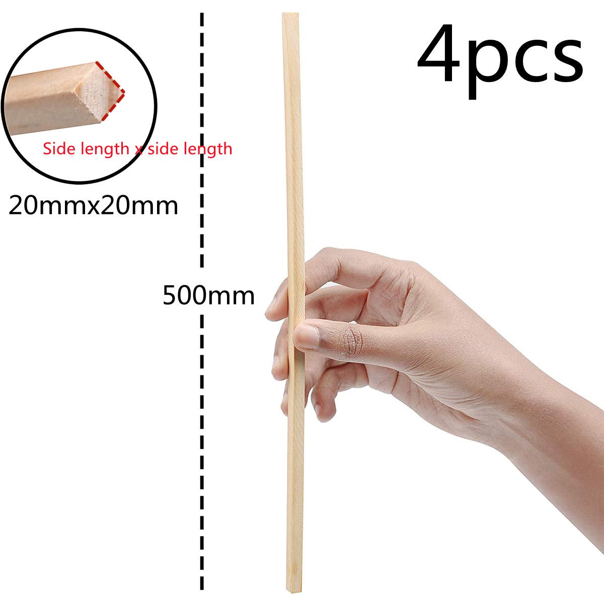 Aste quadrate for tasselli in legno, bastoncini quadrati in legno di Paulownia, bastoncini di bambù naturali in legno for i tuoi progetti di decorazione e artigianato fai-da-te, 25 mm x 25 mm x 500 mm