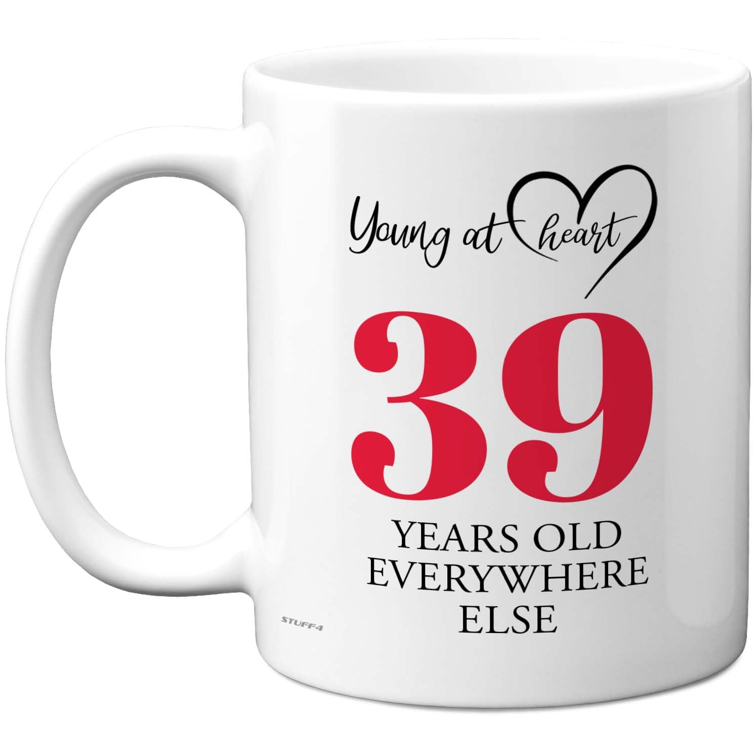 39th Birthday Gifts for Women Men, Cheeky Novelty Mug Young at Heart, Gag Joke Gifts, Perfect Funny Mugs for Thirty-Nine Thirty-Ninth Birthday Present, 11oz Ceramic Coffee Mugs