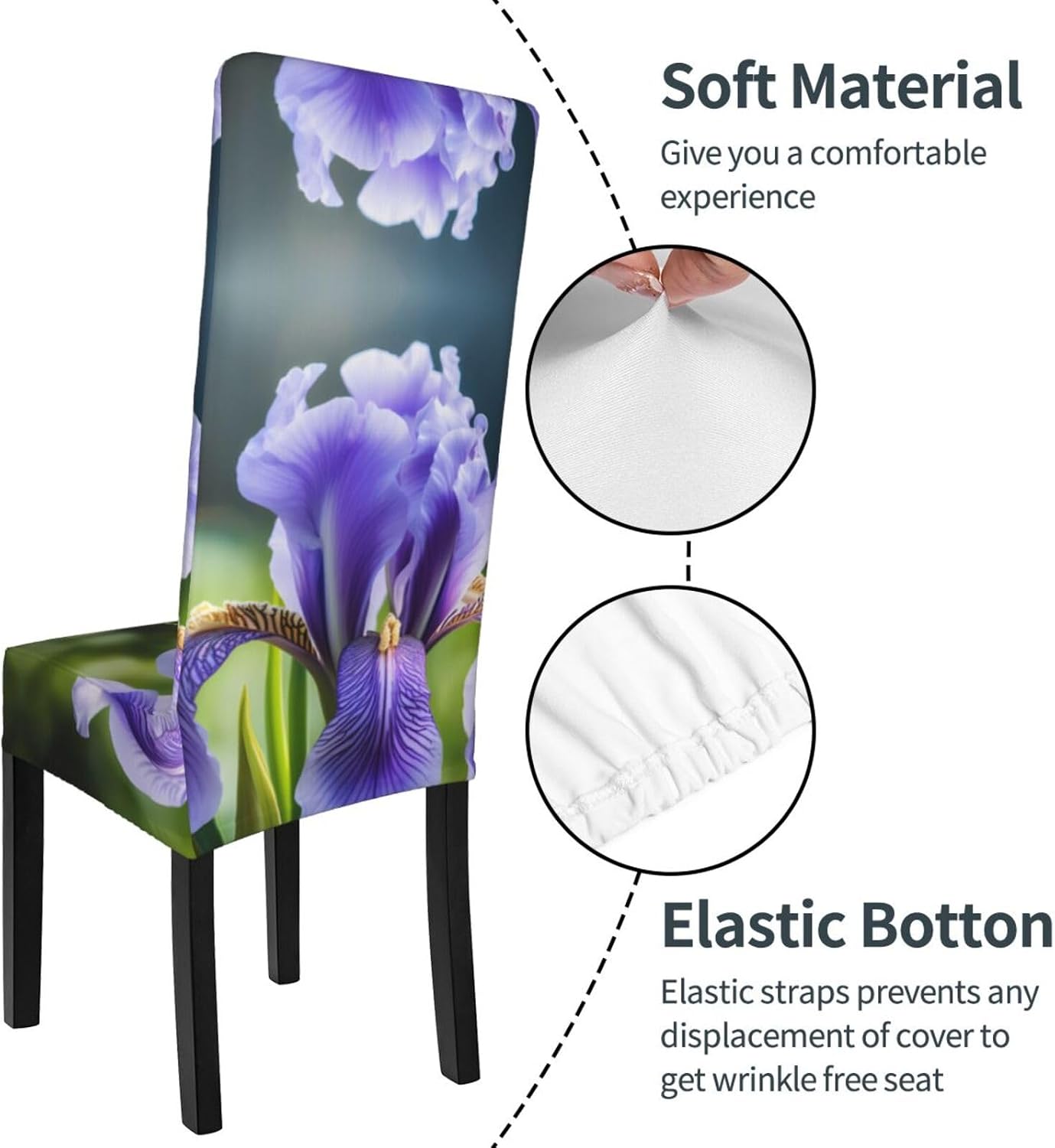 French National Flower Prints Protection Cover for Dining Chair - Stretchable Chair Throw Covers for Dining Room, Hotel Event Party