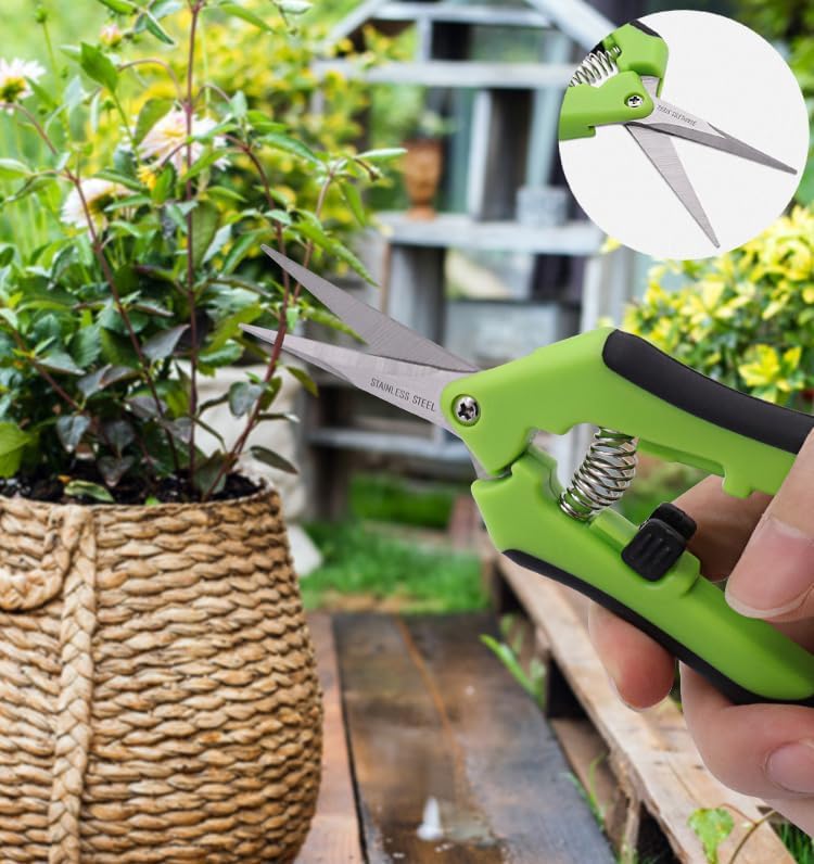 Miniatura 3 de Juego de tijeras de podar de acero inoxidable verde  Cortadoras de jardín antideslizantes para floristas y jardineros