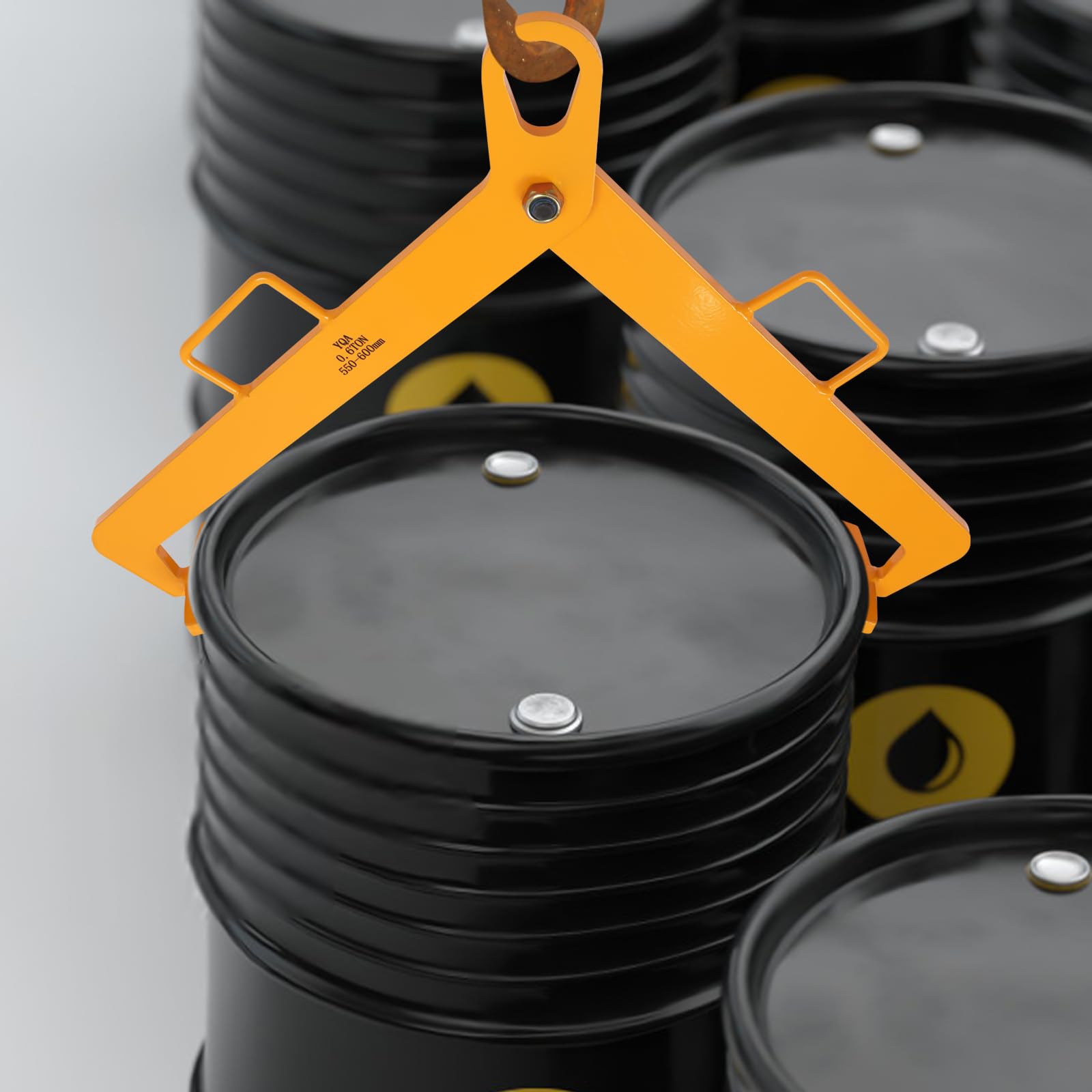 Pinza per il sollevamento dell'olio, pinza per il sollevamento della gru, portata 600 kg, diametro del tamburo applicabile: 55 – 60 cm, per il trasporto di botti di plastica, fusti in acciaio inox