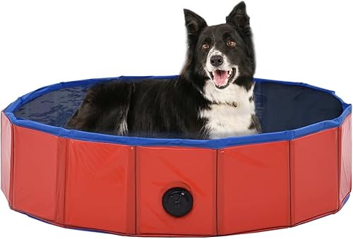 Tidyard Piscina plegable para perros, bañera plegable de PVC para mascotas, portátil, grande, pequeña, para perros y mascotas, para interiores y