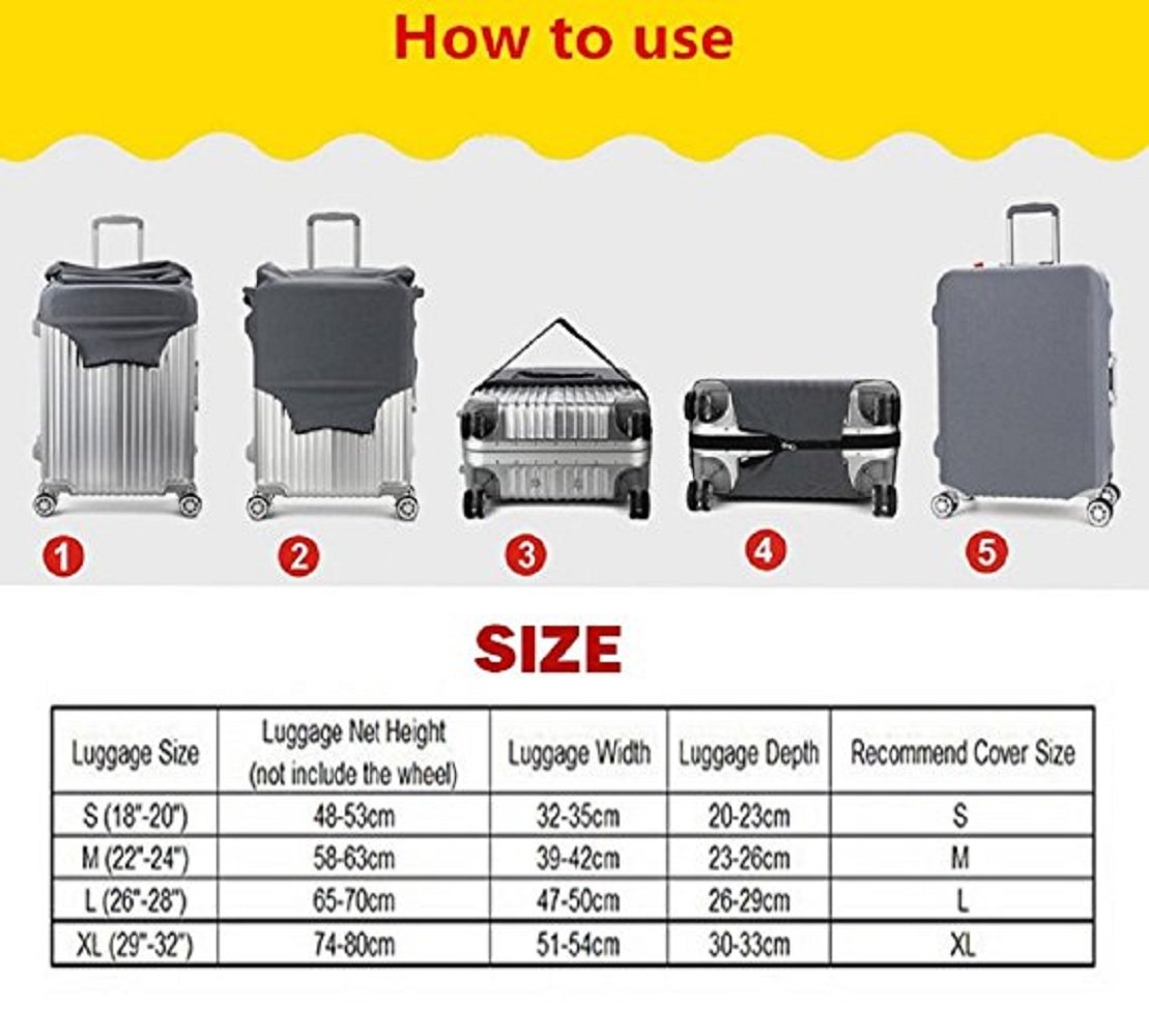 Kofferhülle Elastisch Kofferhülle Bambus Kohlefaser 18-32 Zoll Kofferschutzhülle Gepäck Cover Reisekoffer Hülle Kofferschutz Luggage Cover Gepäckabdeckung
