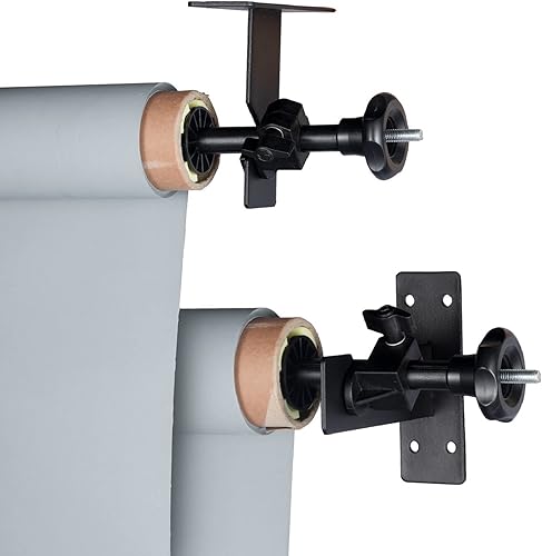 Miniatura 8 de Fotografía 1 rodillo de fondo manual de montaje en pared Sistema de soporte de fondo con 1 cadena, 2 ganchos individuales, 2 varillas de expansión,