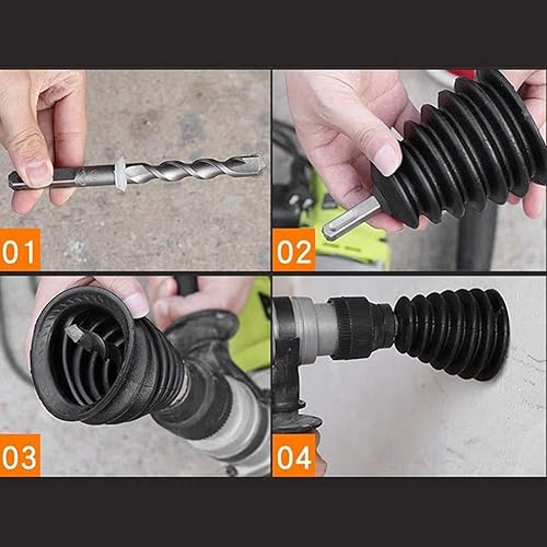 Miniatura 4 de 3 piezas de goma flexible martillo eléctrico taladro cubierta de polvo para brocas de 0.236 in-0.630 in taladro de impacto, herramientas manuales