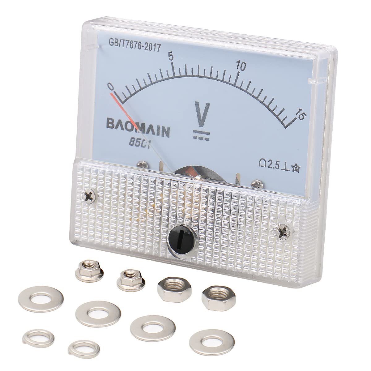 Baomain 65C5 Analog Panel Meter – DC 0-5V Voltmeter Gauge, Class 2.5 Accuracy, Clear Scale With Fine-Tuning Button For Electronic & Auto Circuit Use