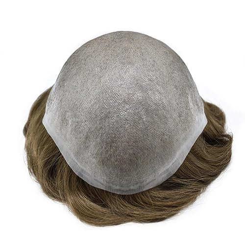 Miniatura 168 de Ultra Thin Skin Mens Toupee Real Human Hair Replacement System Toupee For Men Hair Pieces 8x10Inch Hair Pieces For Men Hair Prosthesis V-Loop 90%