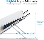 Laptop Stand, OMOTON Laptop Stand for Desk Ergonomic 7-Levels Angles Adjustable Computer Stand, Portable ABS Laptop Riser Holder Compatible with All Laptops and iPad(10-15.6") (White)