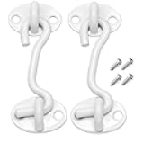 Biaungdo Heavy Duty Hook and Eye Latch, 3 Inch White Privacy Hook Barn Door Lock Easy Lock, Stainless Steel Gate Latch for Doors/Windows/Sheds/Gates/Fences/Closets/Cabinets, 2 Pack