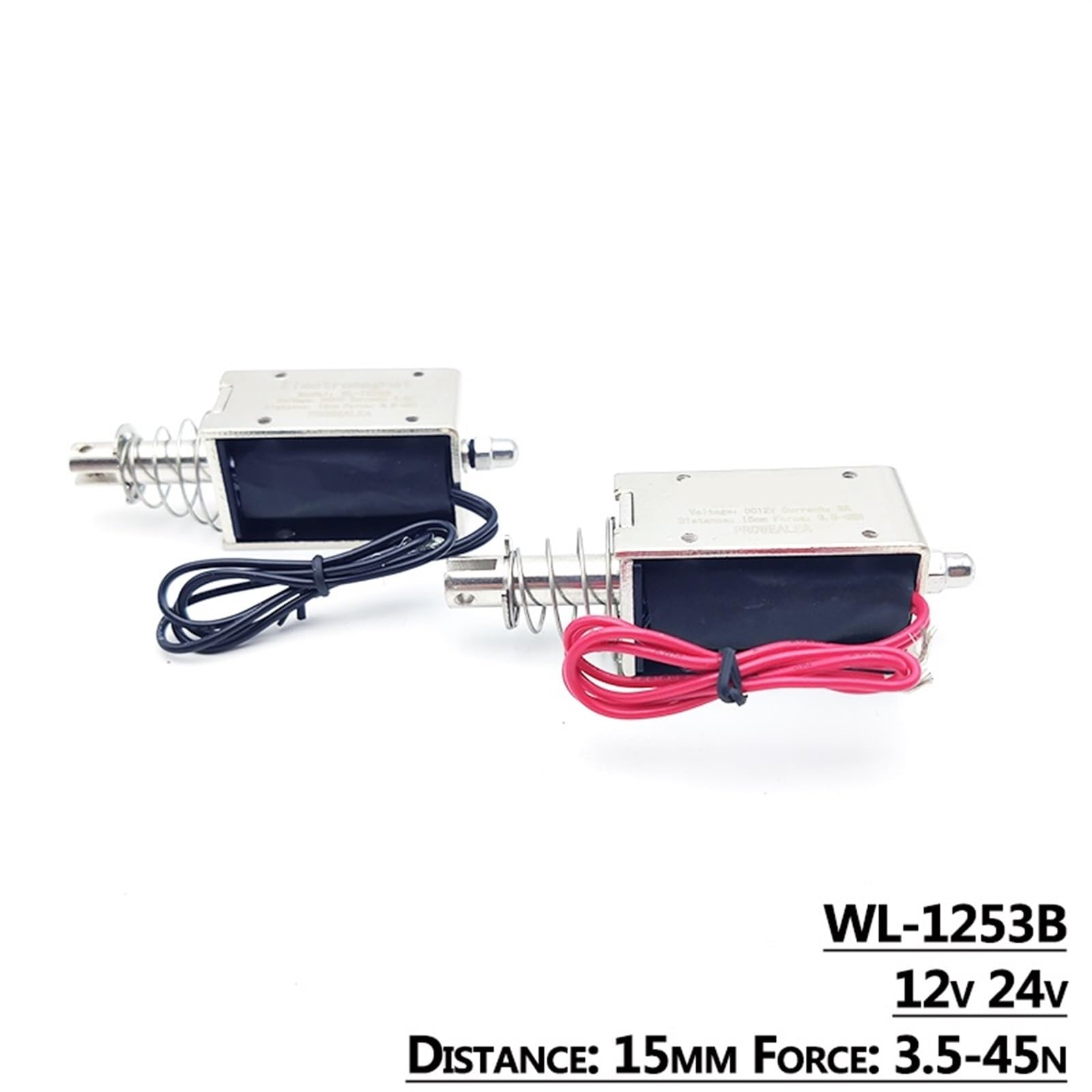 Solenoide elettromagnete Push Pull tipo WL-1253B 12V 24V forza di spinta 3.5-45N 15mm telaio aperto magnete elettrico lineare 1 pezzi(24V)