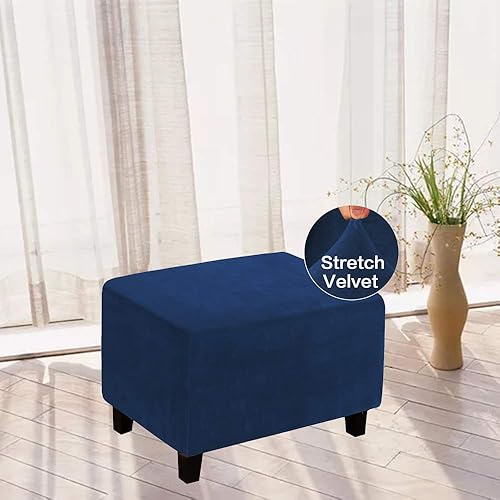 Vista 21 de MIFXIN Funda otomana plegable de terciopelo elástico, protector de muebles, funda protectora de elastano suave para reposapiés otomano, funda