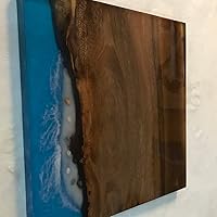 Vista 94 de Mesa de epoxi transparente, mesa de sofá con forma cuadrada, mesa auxiliar de resina de madera, mesa de centro de madera con borde natural para sala