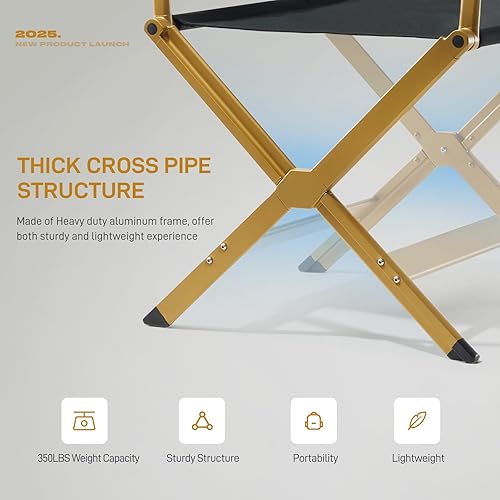 Miniatura 4 de EVER ADVANCED Silla de directores de aluminio, sillas plegables de cine de estudio, silla de vendedor de eventos, 19 pulgadas de altura del asiento