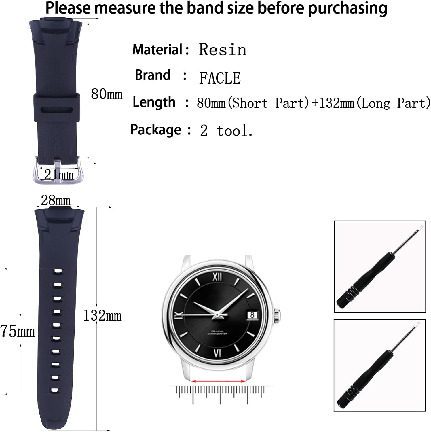 Men's resin watch bands buckle accessories compatible with Casio G Shock GW-530 GW-M500 GW-M530 GW-500 Outdoor sports watch strap bracelet black Wristband