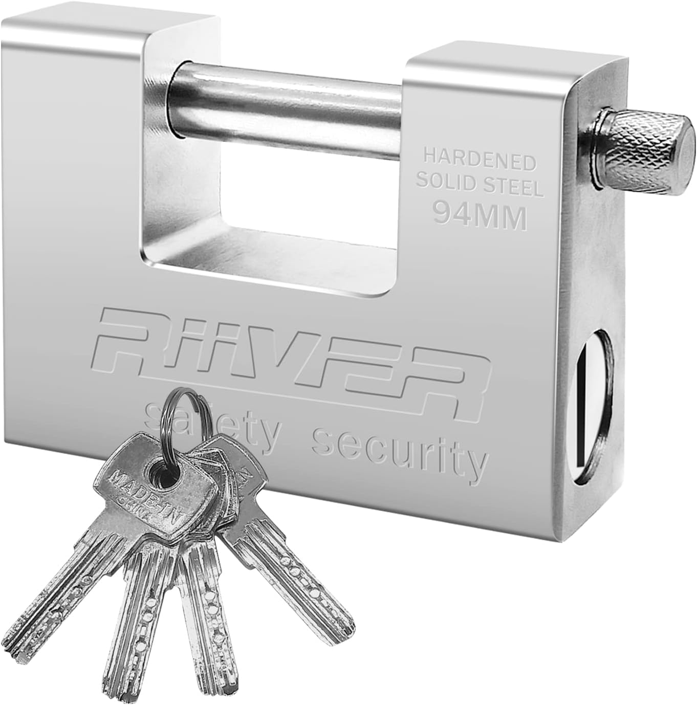 Padlocks with 4 Keys Heavy Duty Padlock, Weatherproof Outdoor Lock, Hardened Solid Steel Monoblock Ideal for Garage, Warehouse, Shipping Container, Shed, Chain, Gate