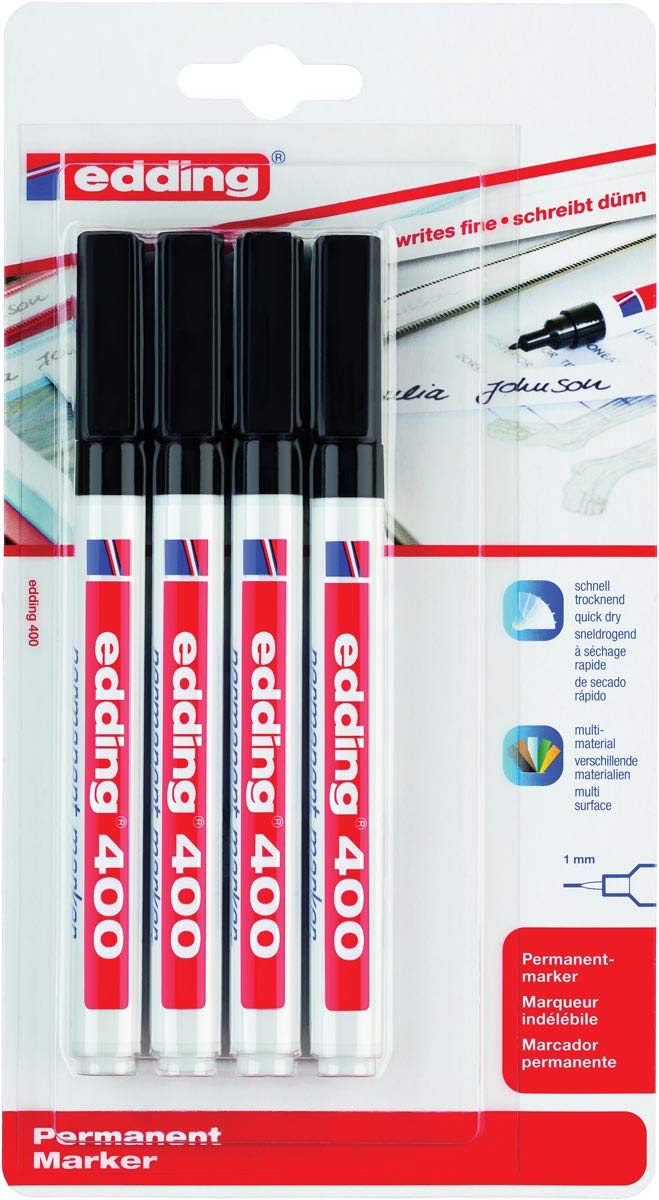 Feutre Tip Edding 400 - Rond - Noir - 1 mm - Jusqu'à 4 pièces - Lot de 10