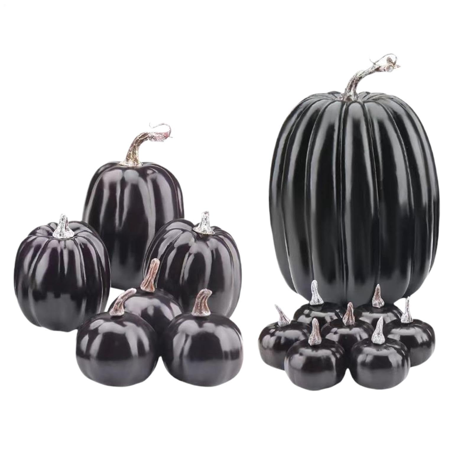 Calabazas falsas negras para crear ambientes de Halloween y Acción de Gracias en el salón