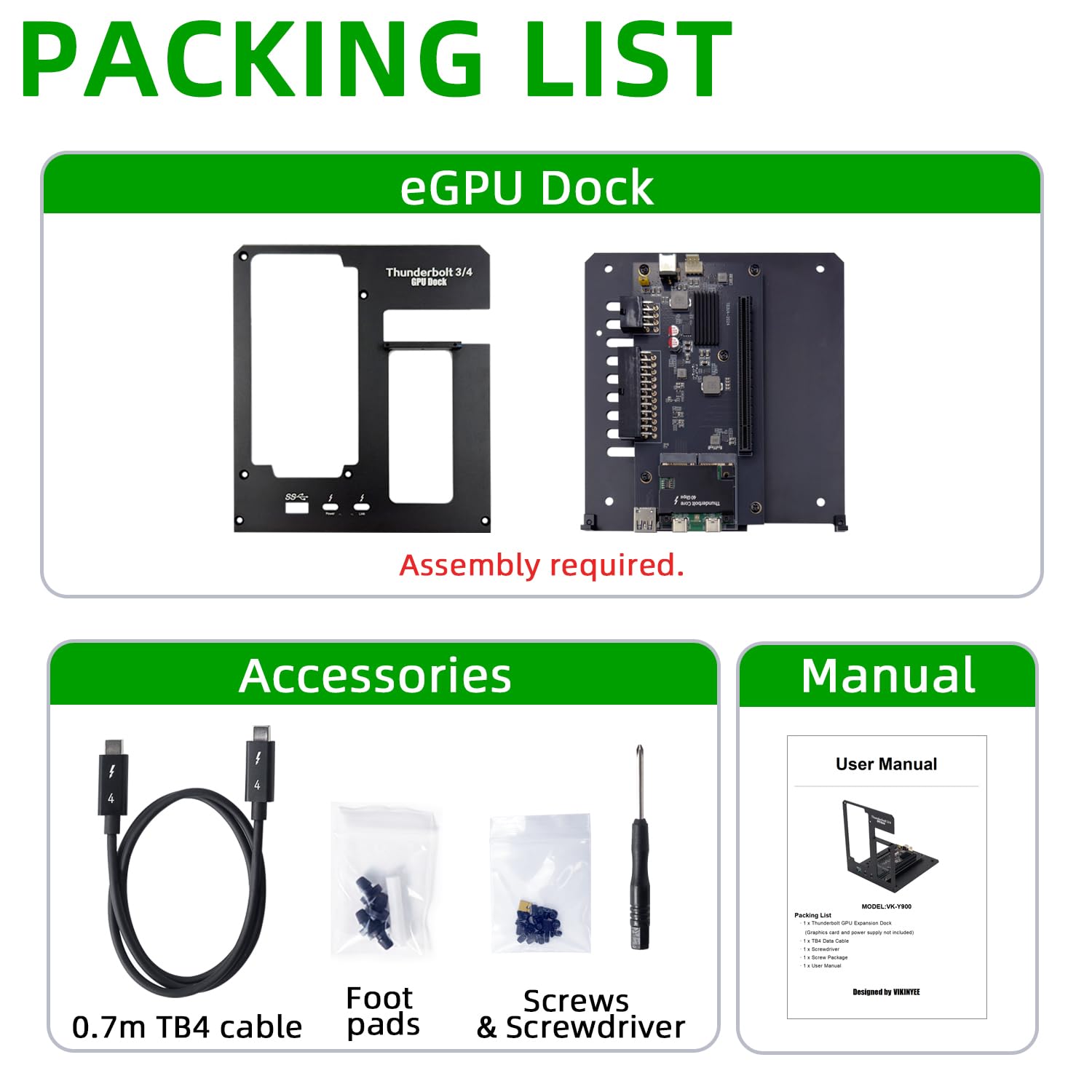 VK Y900 Thunderbolt3/4 USB4 eGPUエンクロージャ Amazon.com: VIKINYEE Thunderbolt 3/4 eGPU Enclosure Compatible