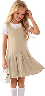 Girl's School Uniform Jumper Sleeveless Tank Dress Scoop Neck Pleated Hem Clothes 5-14 Years