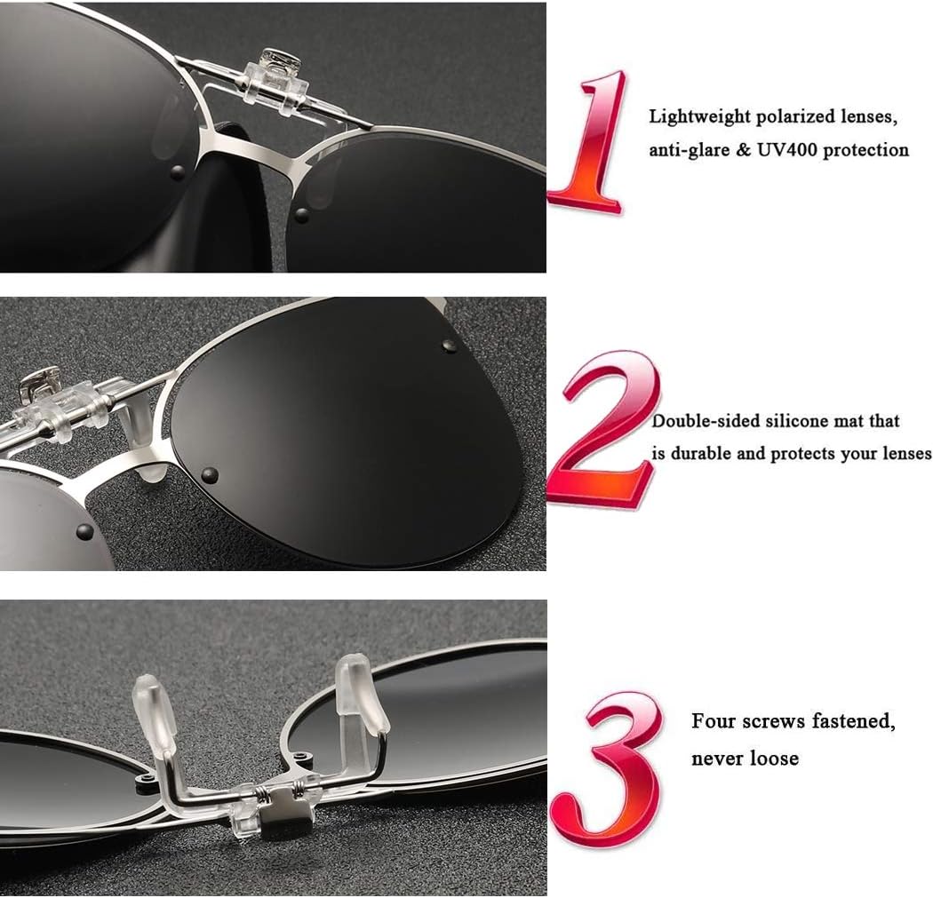 Polarized Clip on Sunglasses over Prescription Glasses Anti-Glare UV Protection Cat Eye Flip up Clip-on Eyeglasses - Image 5