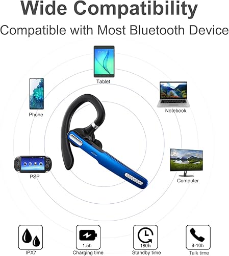 Miniatura 3 de COMEXION - Auriculares Bluetooth inalámbricos V5.0, manos libres con micrófono estéreo y cancelación de ruido, compatibles con teléfonos celulares