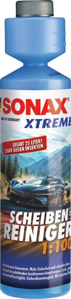 SONAX XTREME ScheibenReiniger 1:100 (250 ml) ergibt 25 Liter Reinigungsflüssigkeit und sorgt sekundenschnell für klare Sicht | Art-Nr. 02711410
