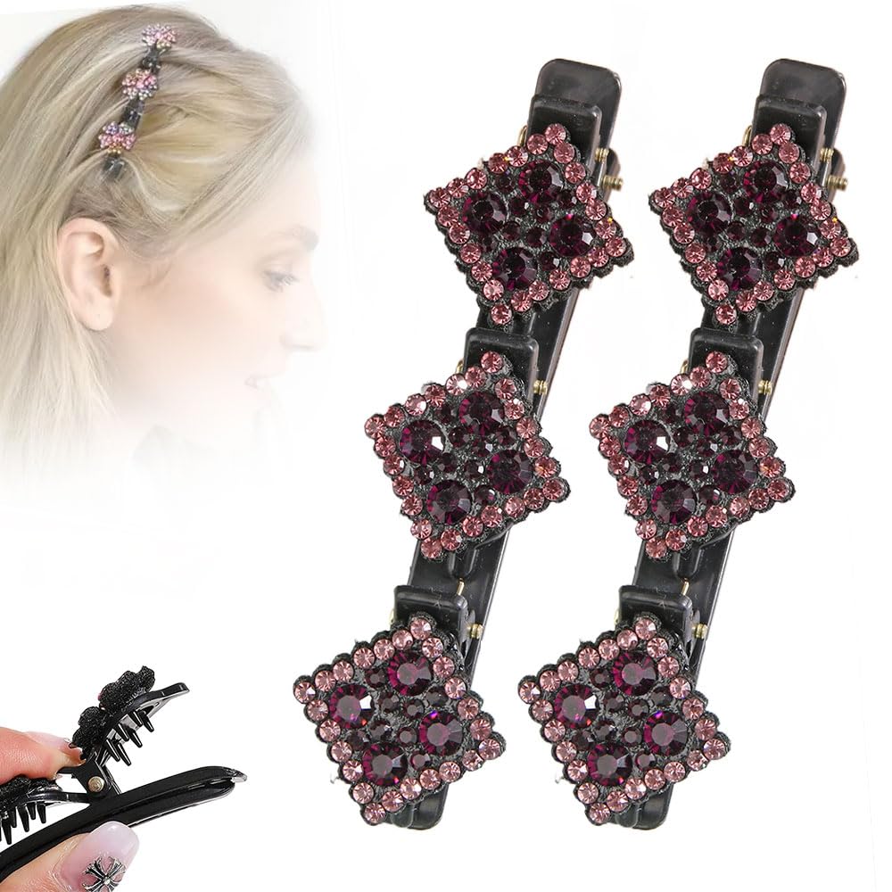 Sparkling Crystal Stone Braided Hair Clips,2026 Women's Hair Clip,Short Hair Clips Duckbill,Braided Hairs Clip for Ladies and Girls Crystal Stone