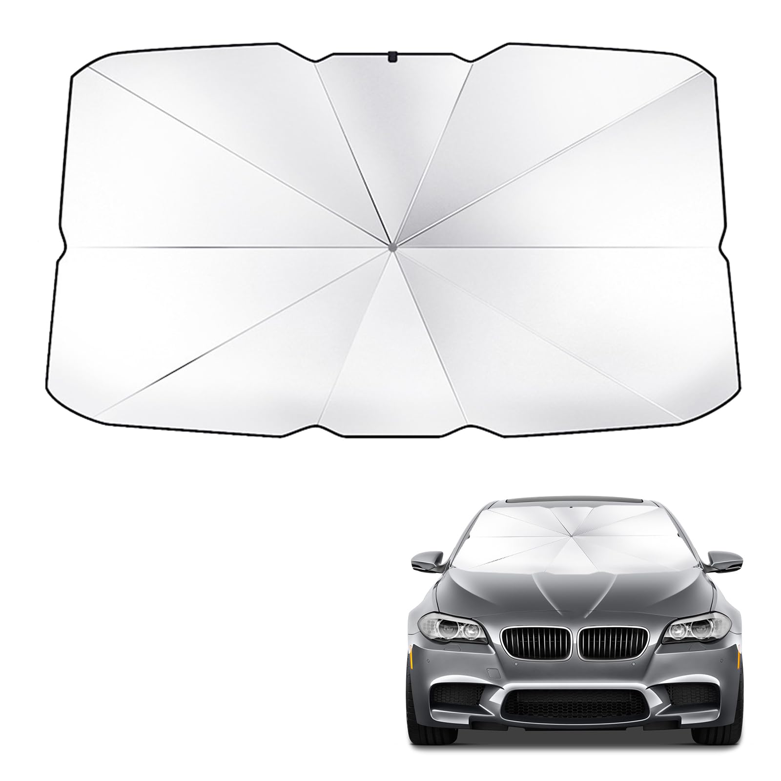 Parasol Paraguas Coche,Parasol Delantero para Coche,Parasol Coche Delantero Plegable,Parasol Coche Paraguas Plegable,Parasol para Parabrisas de Coch,para Mayoría de Coches,SUV,140 * 80 cm