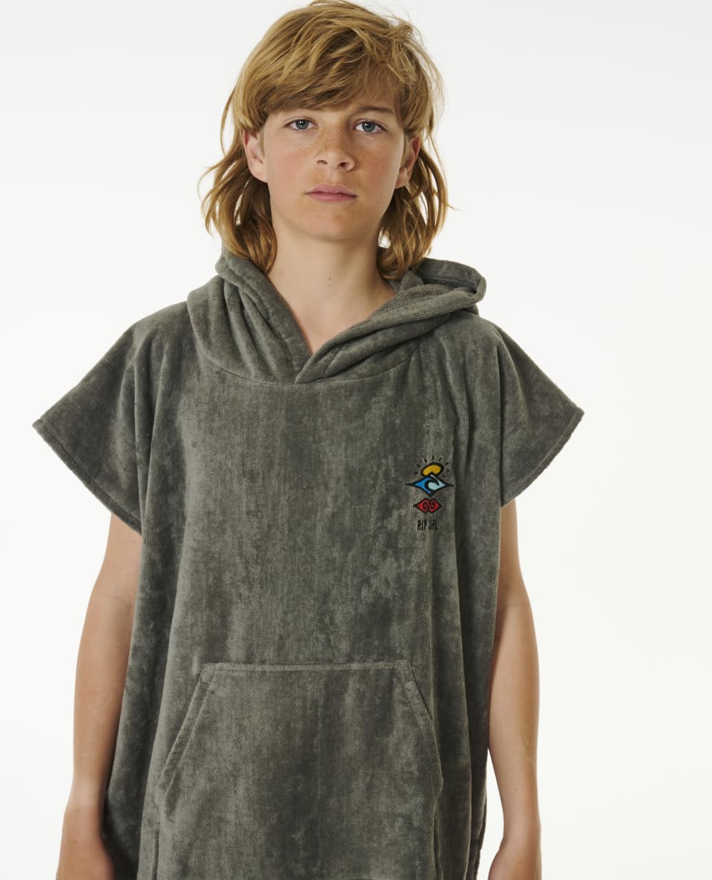 Rip Curl Junior Logo Hooded Towel Changing Robe/Poncho 009BTO - Grey Size - S