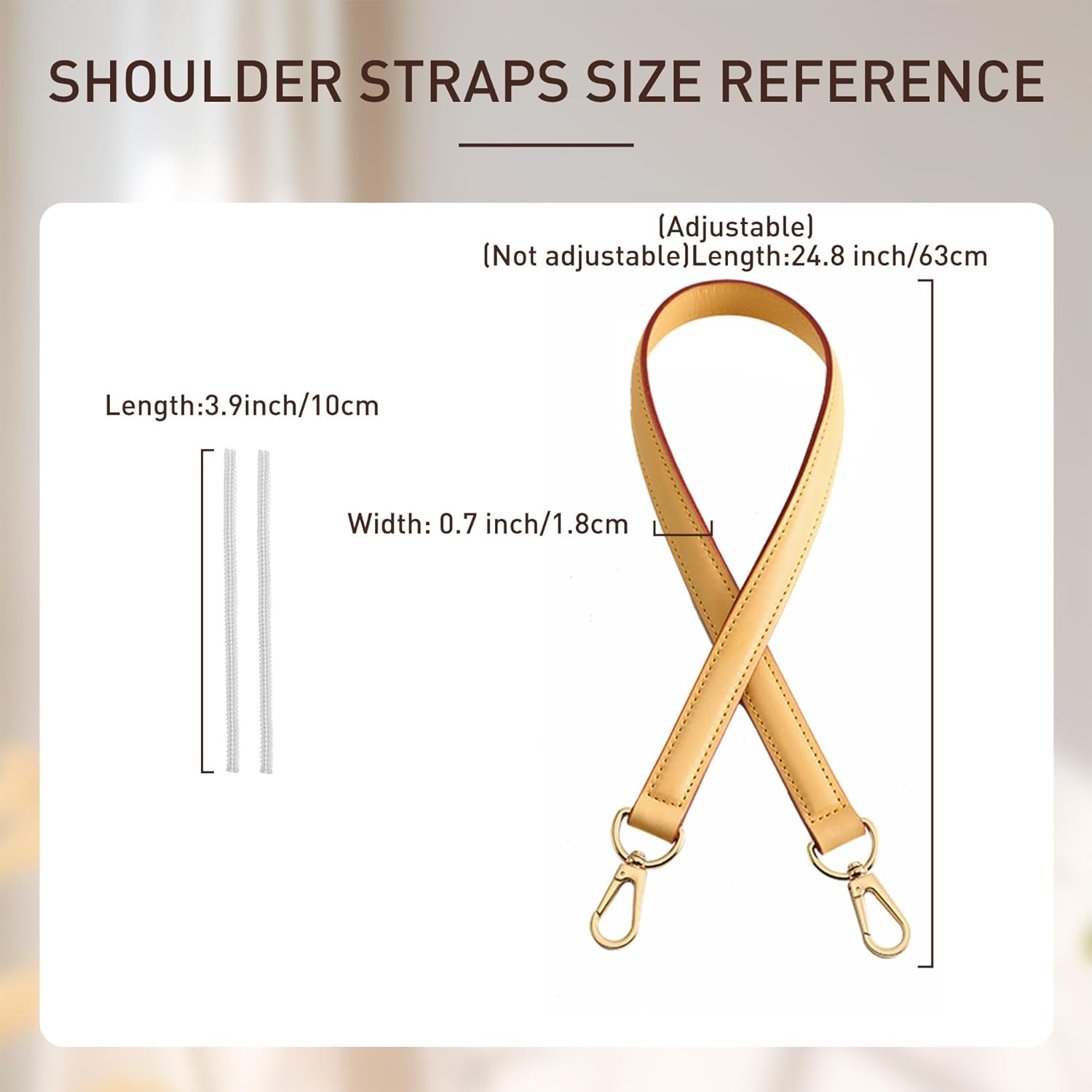 Doxo Genuine Vachetta Cowhide Leather Shoulder Strap - 0.7'' Width 24.8'' Length Short Replacement Straps Compatible with LV Graceful Tote, Speedy, Alma & Dauphine Bags (Beeswax) - Image 2