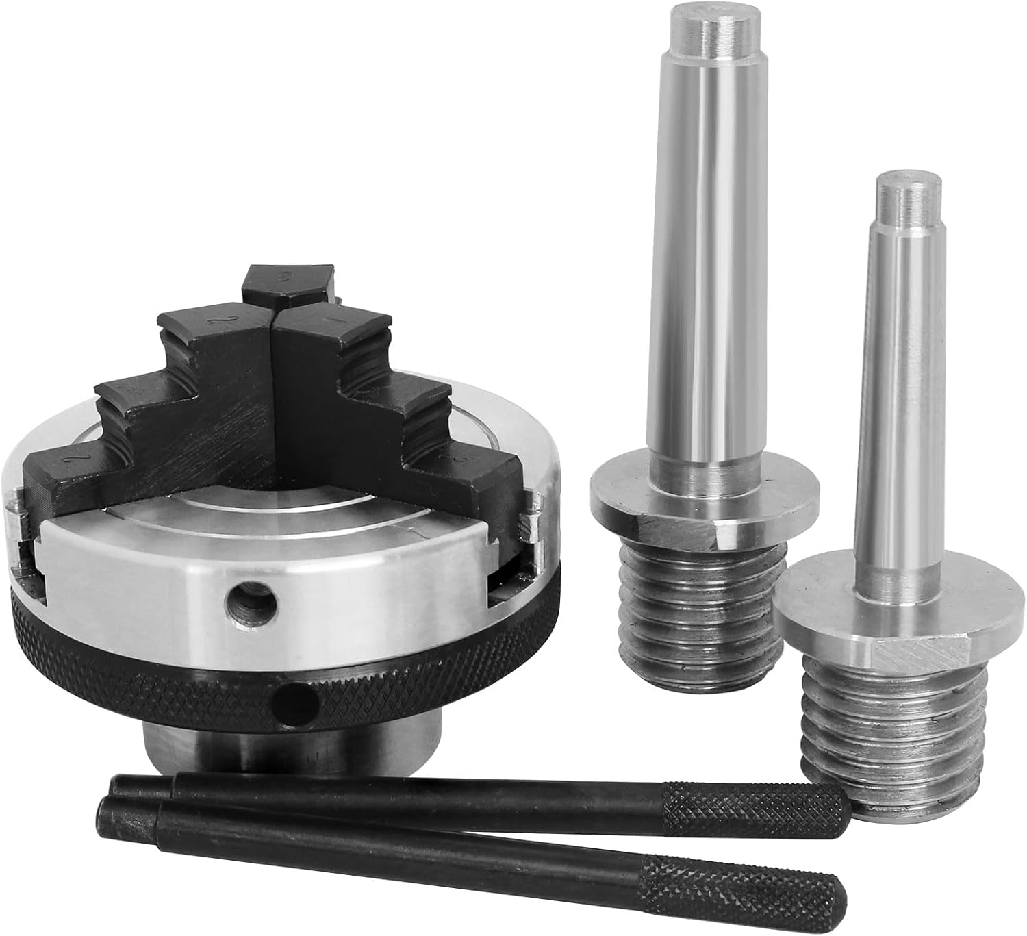 Wood Lathe Chuck,3 inch 3 jaw With MT1 and MT2 Arbor Shank,with 1 x 8TPI Thread,for