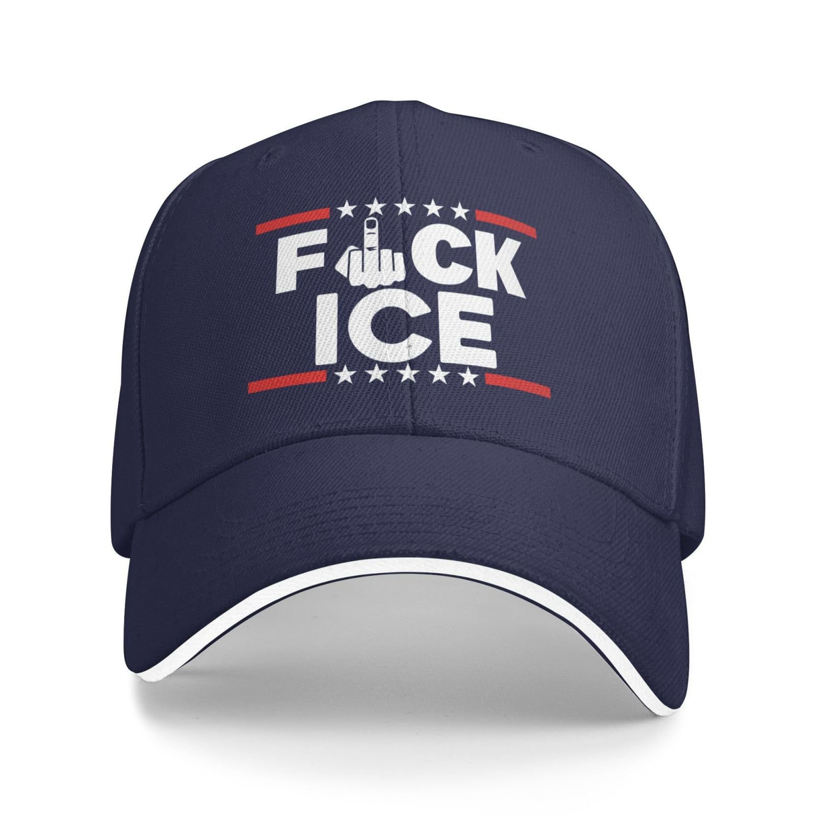 Nlwqekv Unisex Navy Fuck Ice Hat Support Immigrants Make America Great Hat Cap For Men Women Black