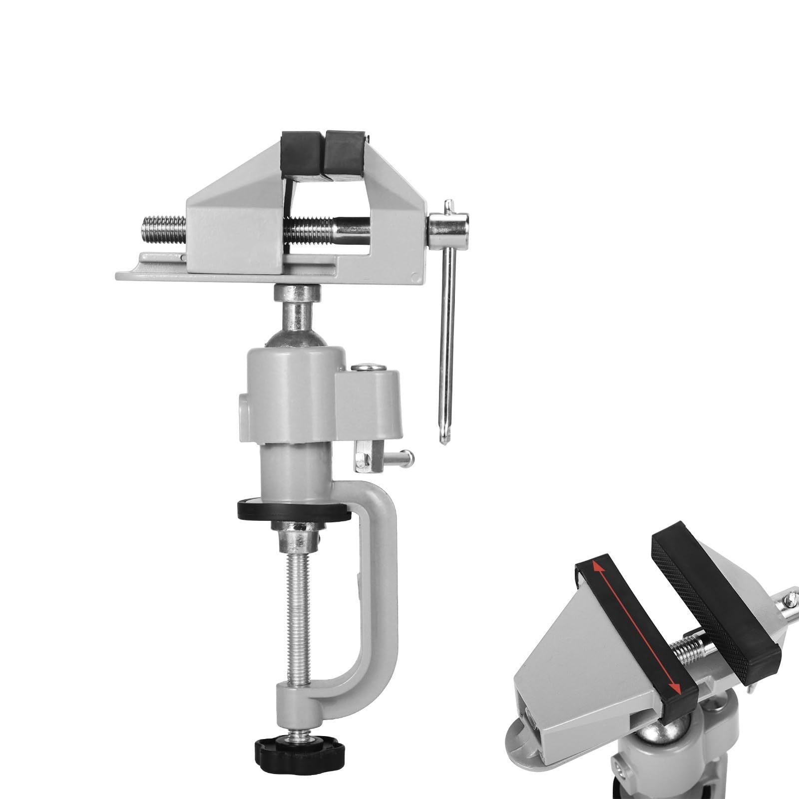 Tornillo de banco, Tornillo De Banco Giratorio 360 ​​°, Mesa Aleación Aluminio, Soporte Taladro Eléctrico Para Carpintería, Herramientas Sujeción Metal Y Plástico, 1 Ud