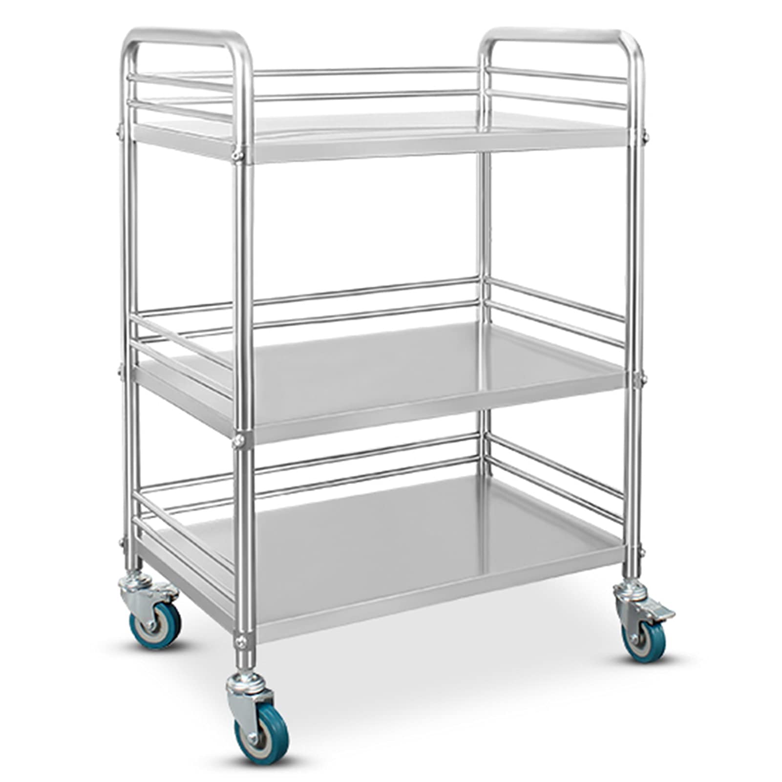 Carrello di Servizio a 2/3 Livelli, Carrello di Servizio in Acciaio Inossidabile, Carrello di stoccaggio Staccabile con Ruote bloccabili, Carrello di Servizio di serv,3 Layers-69 * 46 * 91Cm