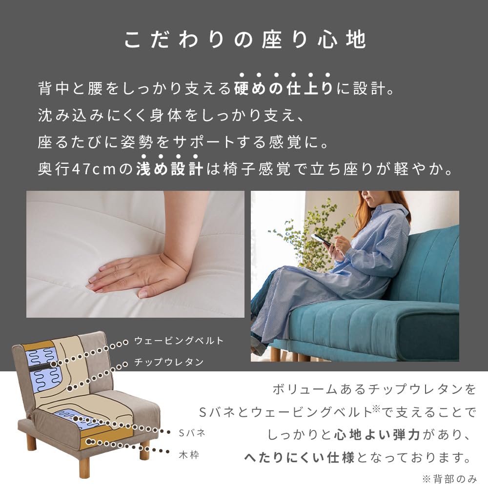 未使用品！！【ベルーナ】2人掛けソファーベッド　ライトブルー ソファーベッド 2人掛け 1人掛け 折りたたみ 北欧 ネイビー ブルー