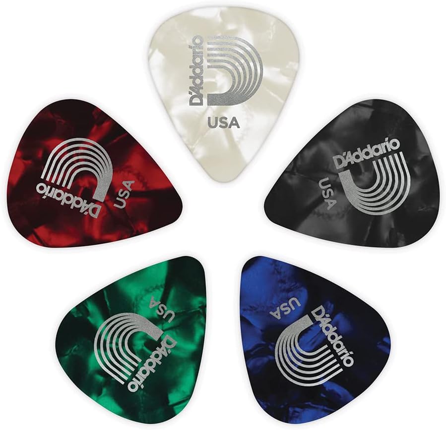 D'Addario Celluloid Guitar Picks - Guitar Accessories - Guitar Picks for Acoustic Guitar, Electric Guitar, Bass Guitar - Natural Feel, Warm Tone - Assorted, Medium, 10-pack : Everything Else