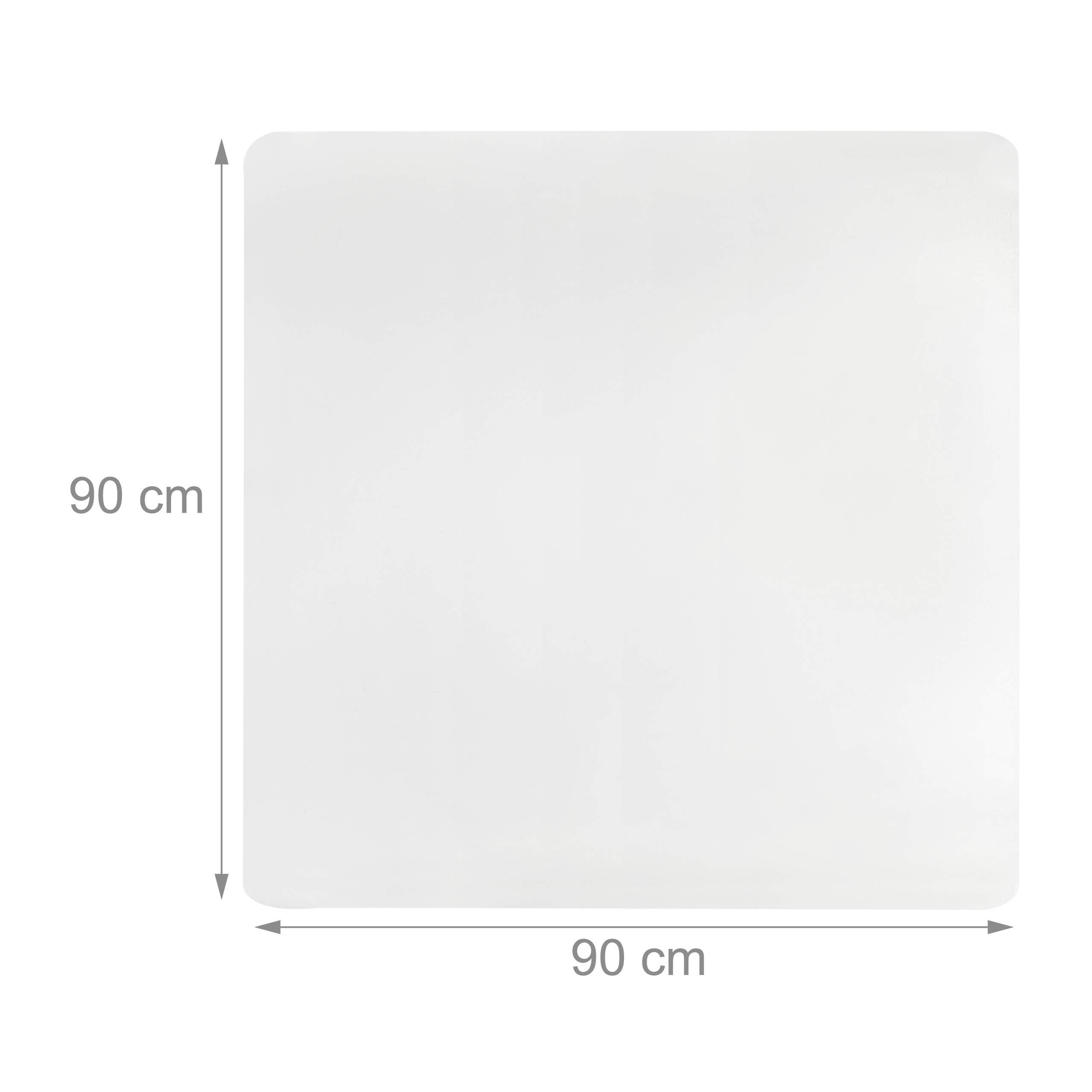 Relaxdays Protector Suelo, Alfombra Silla Oficina, Tapete Antideslizante para Parquet, PVC, 90 x 90 cm, Transparente