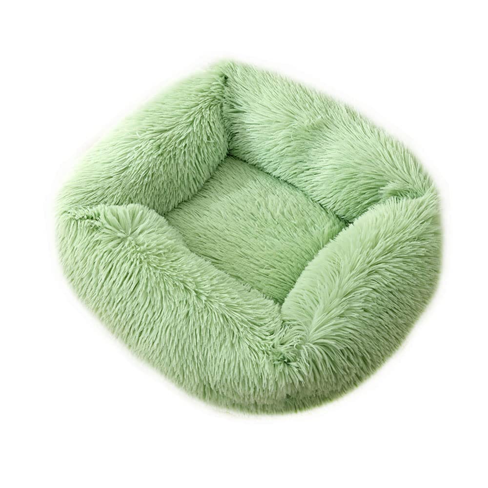 Chickwin Dog Cat Donut Bed, Fluffy Plush Puppy Kitten Cuddler Rectangle Bed, Warm and Soft Pet Cosy with Non-Slip Bottom and Washable (L(80X65X18CM),Fruit green)