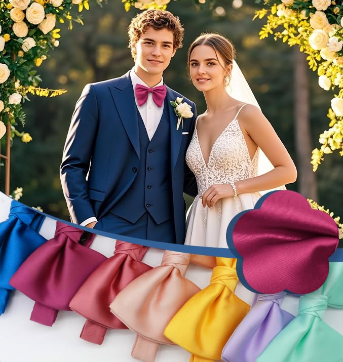 Image of Luckyvestir Oversized Bow Ties for Men, Pre Tied Clip on Men's Black Bowtie for Wedding Tuxedo Banquets Formal Wear