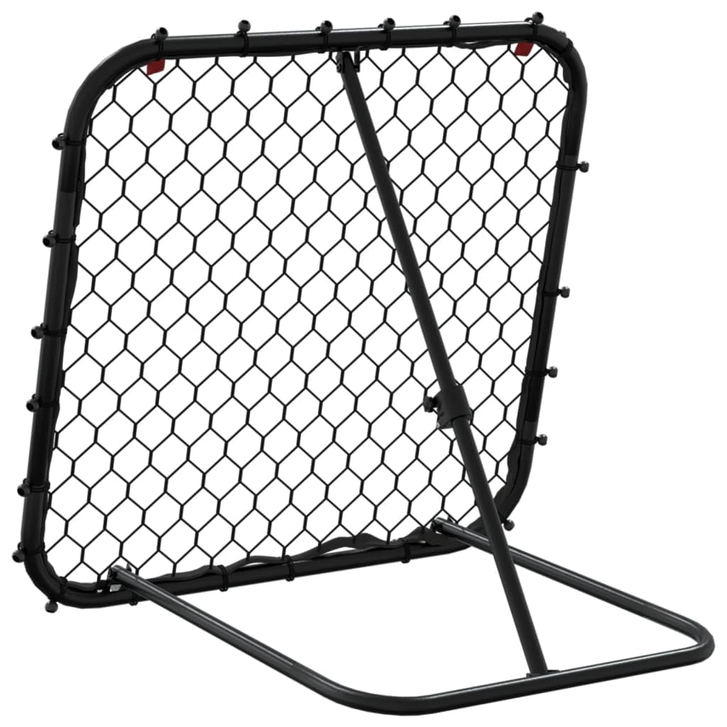 Rimbalzo da calcio regolabile, nero, parete di rimbalzo per allenamento, allenatore in acciaio per calcio, basket e baseball, 84 x 73 x 60-80 cm