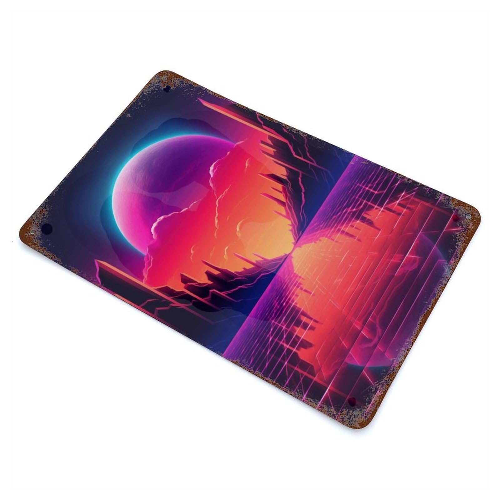 Retrowave Chroma Dreams Rusty Metal Tin Sign 11.8"x7.9", for Basement, Hobby Room And Garage Decor, Retro Wall Decor