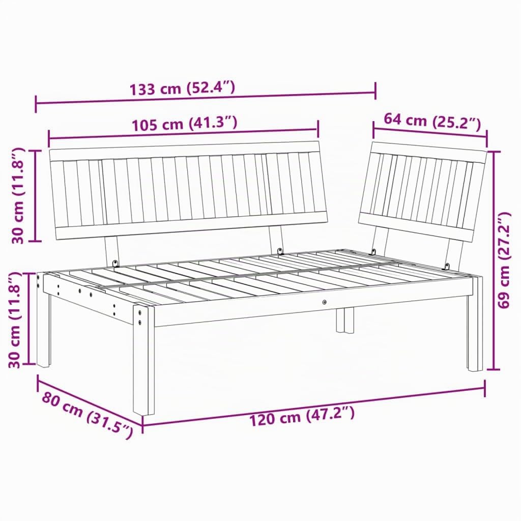 Canapé d angle palette de jardin bois massif d acacia