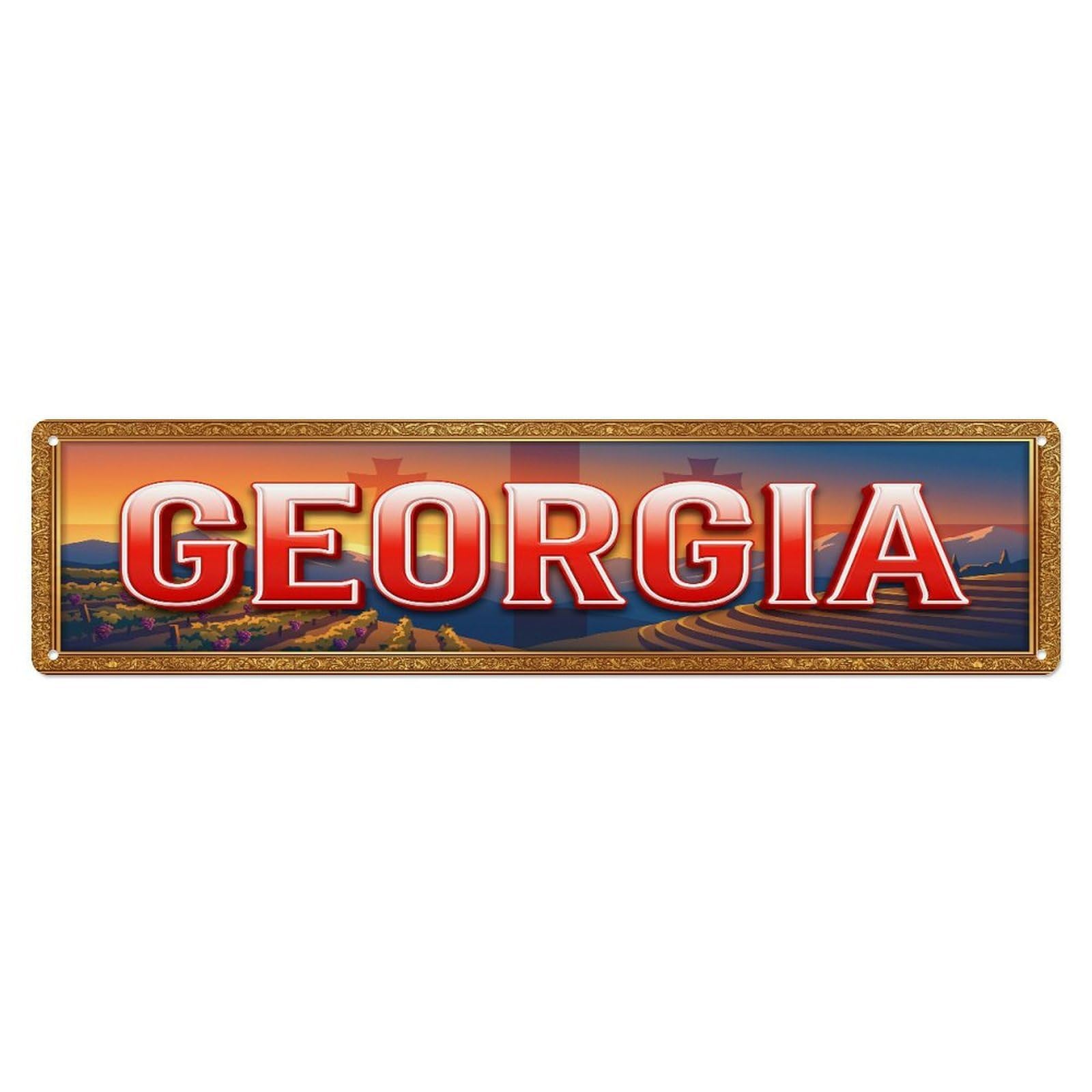 Xanthor Style Metal Tin Sign Vintage Georgia Travel Flag Pattern